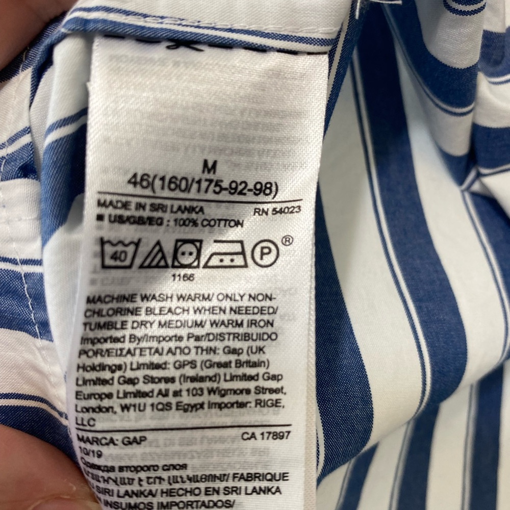 GAP Perfect Shirt Blue and White Striped 80s Superfine Poplin Button-Down Shirt - Picture 7 of 8